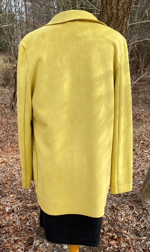 Joan Vass Chaqueta Blazer Gamuza Imitación Amarillo Cálido Frente Abierto Talla M Foto 4 de 4