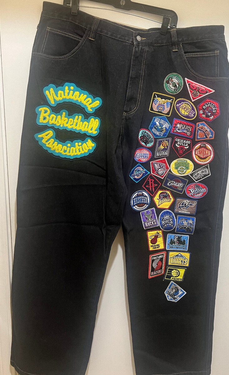JEFF HAMILTON NBA ワッペンデニム 36 デニムジーンズ 刺繍 NBA公認 UNK アンク チームエンブレム バギーデニム 36 刺繍