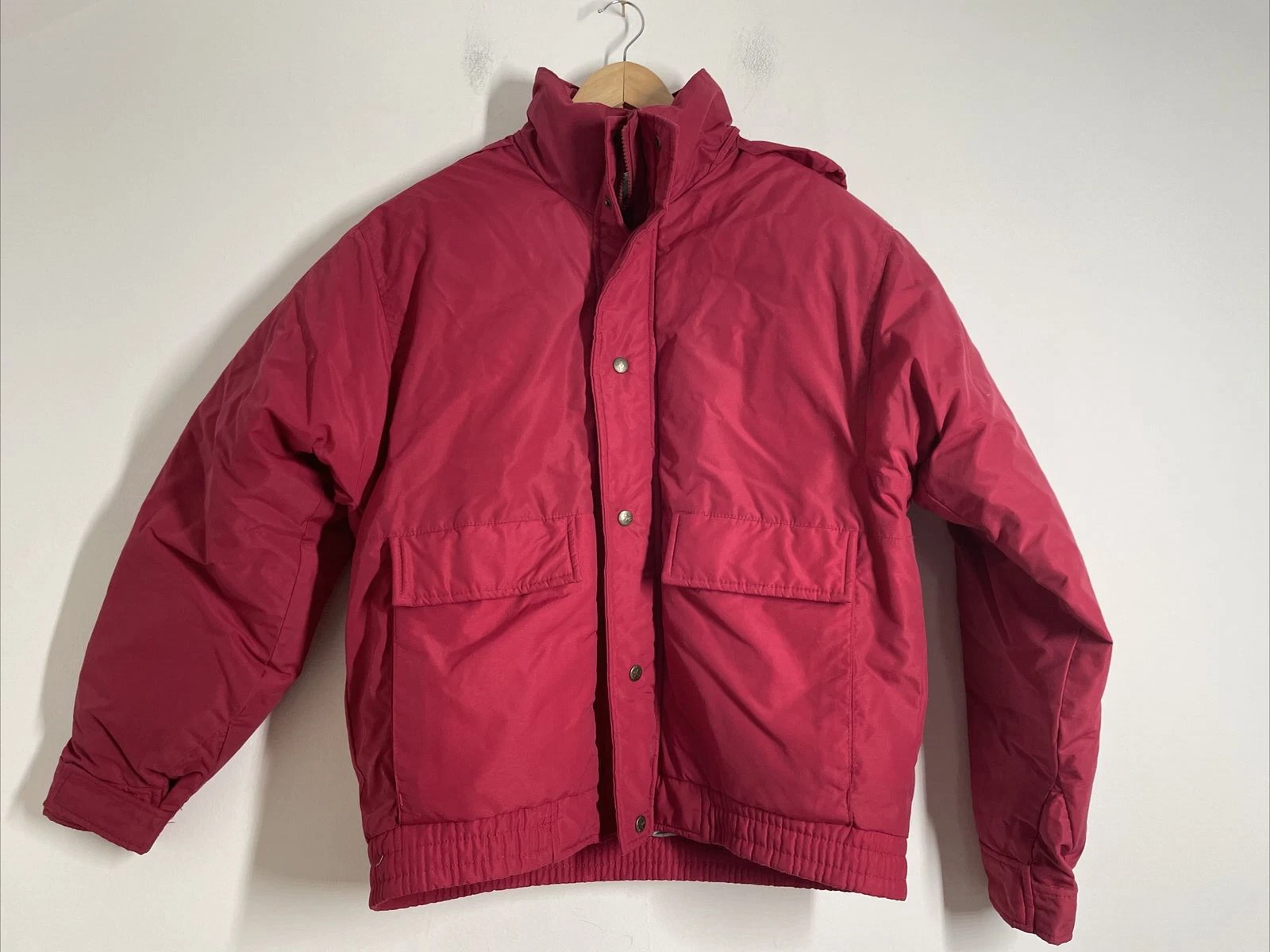 Vtg Down Designs M 38-40 Red Puffer Taslon Jacket Coat Parka Hood