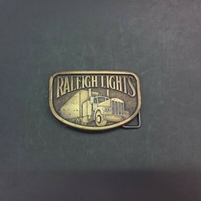 Vintage Raleigh Lights Cigarettes Belt Buckle-Brass-1970's-Keep On Truckin'  