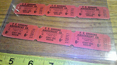 Vintage lot 6c Tickets Midway Exhibitors F.E. Gooding Amusements admit one show