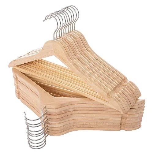 Solid Wooden Hangers Wood Suit Hangers with Extra Smooth 20 Pack Natural - Picture 2 of 7