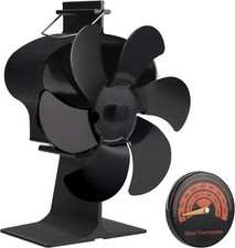 Ventola EXLECO Per Stufa 6 Pale Ventilatore Stufa a Legna con Termometro Camino