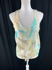 Prana Womens XS McKenzie Tank Top Tie Front Floral Beach Sleeveless Tencel