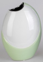 Formano Vase Blumenvase Ca. 25 Cm Hoch Keramik Oval Weiß-LindgrüN-Silber 730503