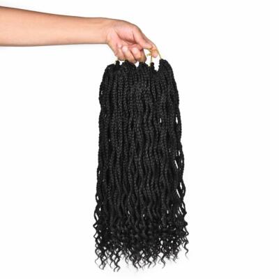 18'' 6 Packs Curly Box Braids Crochet Hair Extensions Mambo Twist 24 roots (BLACK