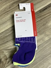 Lululemon Power Stride No Show Sock W/ Grip 3 Pack Size L PTPL/FZAP/PDBL 51180