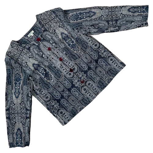 DW SHOP (Germany) Damask Open Weave Wool Kimono Jacket Navy (Reem Akra) : L