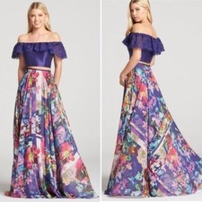 Ellie Wilde by Mon Cheri Size 2 Two Piece Gown Prom Homecoming Crop Top