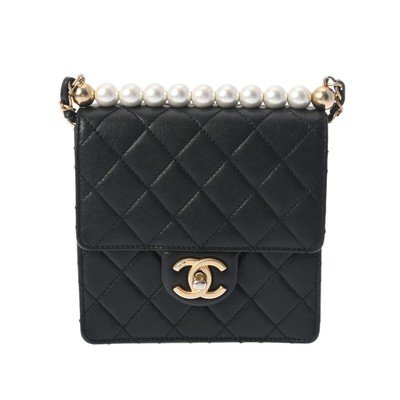 CHANEL Matrasse Pearl ChainShoulder black AS0584 shoulder bag 