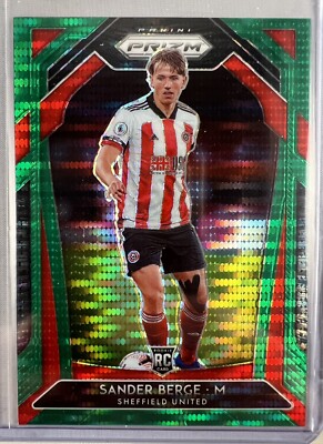 Sander Berge 2020-21 Prizm EPL Premier League Green Pulsar Prizm RC Sheffield