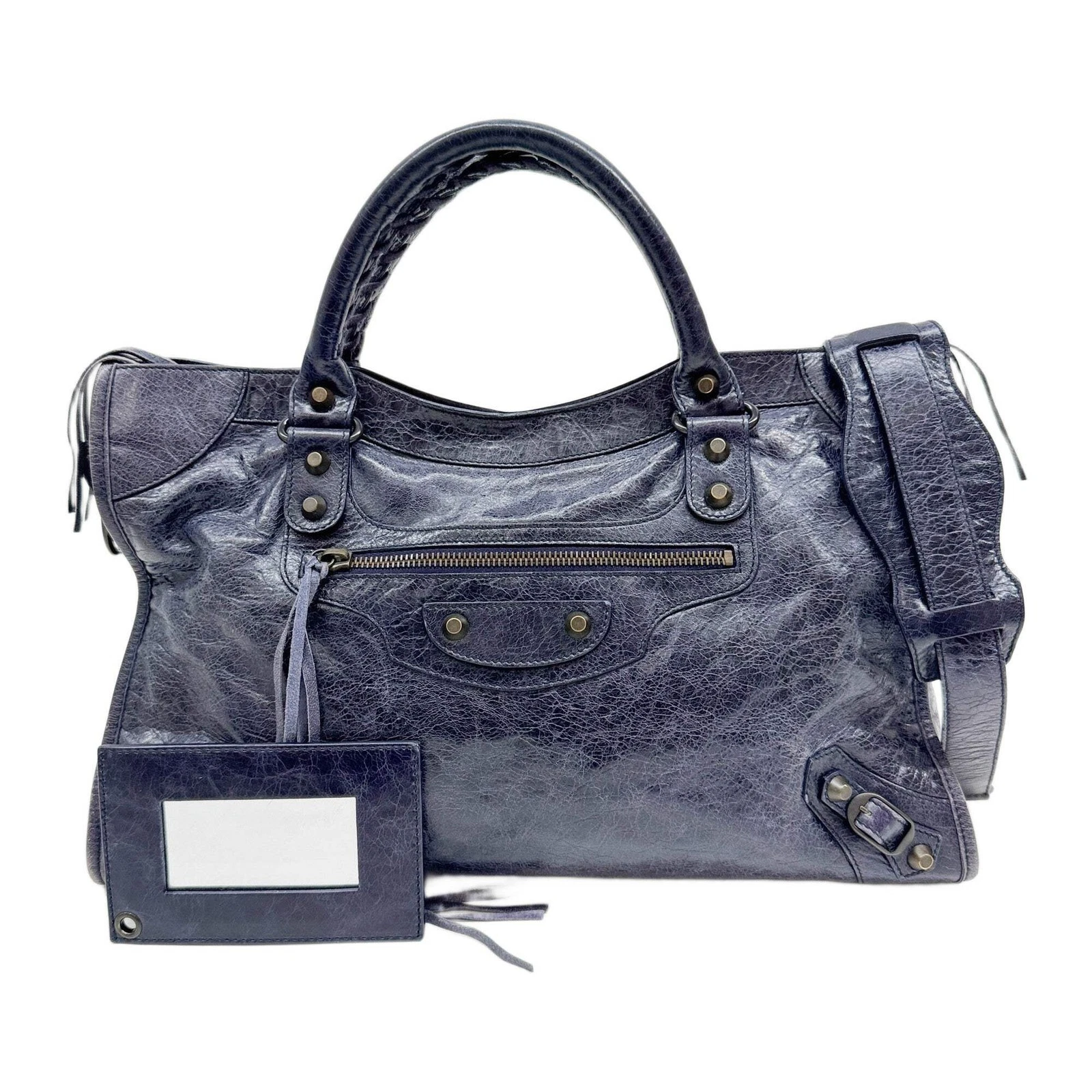 Balenciaga — BALENCIAGA The City Ocean Blue Leather Two Way Bag