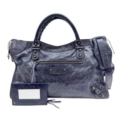 BALENCIAGA The City Ocean Blue Leather Two Way Bag