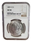 1889 O Morgan Silver Dollar NGC graded AU 58
