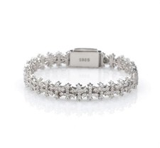 Kreuzarmband VVS Moissanit Iced Out 925 Sterling Silber 22,50cm Lang