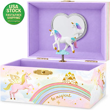Musical Unicorn Jewelry Box for Girls Storage Chest Keepsake Decor Gift Item