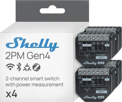 4X Shelly Gen4 WLAN Smart Relais Schalter 2 Kanäle Rolladenschalter Bluetooth