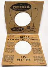 Decca Records Company Paper Sleeve Lot of 2 45 RPM Vinyl Hi Fi Dance Time