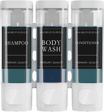 Shower Soap Dispenser Wall Mounted No Drill, 3 Chamber 3 Chamber, White