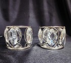 Pair Of Modern Decorative Chrome And Cyrstal Candle Holders 3 Inches Tall — photo 1