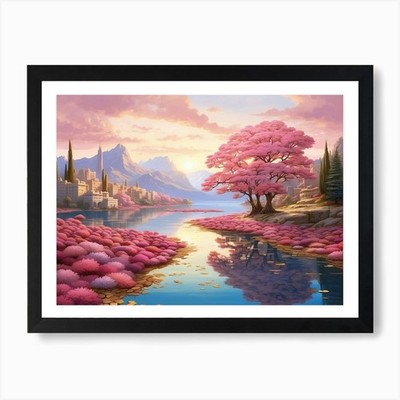 Blossom Lake Kunstdruck gerahmt Wandbild Poster Leinwanddruck Bild