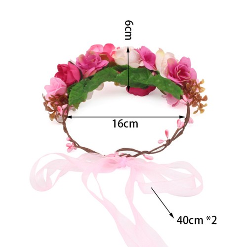 Baby Girl Kids Flowers Floral Wreath Headband Hair Hair Clasp with Ribbon - Bild 2 von 11