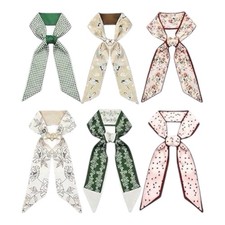 Set of 6 Twilly Scarves Floral Gingham Hair S...