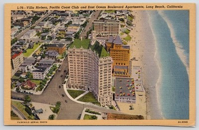 Long Beach CA Villa Riviera Pacific Coast Club E Ocean Blvd Apartments Postcard