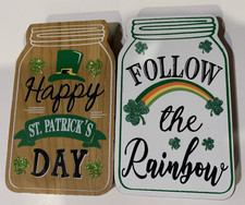 ST. PATRICK'S DAY IRISH Shelf Art Plaque Decor 2 Pieces NEW