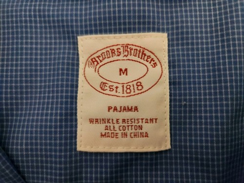 BROOKS BROTHERS Herren Medium Pyjama Shirt blau weiß kariert Baumwolle Knopfleiste - Bild 3 von 8
