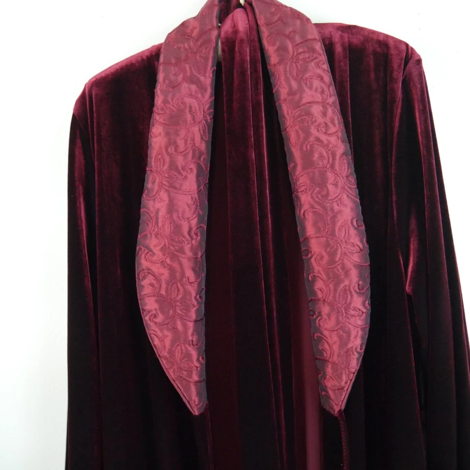 Bata Diamond Tea Velour L XL Borgoña Terciopelo Años 90 Glam Lujo Salón Terciopelo Maxi Foto 3 de 4
