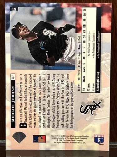 1994 Upper Deck - #19 Michael Jordan Star Rookies NM-MT or Better - Picture 2 of 2