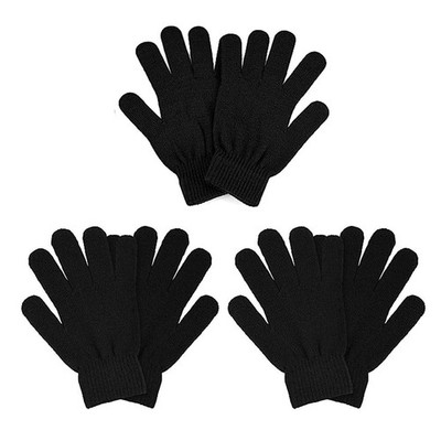 3 Pairs Unisex Winter  Knit Gloves   Warm Stretch One-Size Fits Adults and Teens