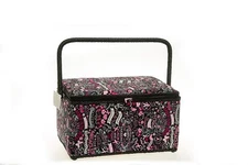 Allary Large Rectangle Sewing Basket with Tray Pincushion 11.5"x7"x 6.5"