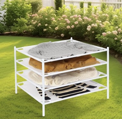 Drying Rack Storage Maniac Foldable  Rack Pack of 4, White, 27.95x27.95x22 in