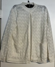 Vintage Women's White Sweater Coquette Cottagecore Made In Japan Sz S-M