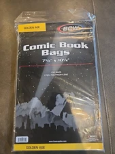 100 BCW Golden Age Comic Book Bags 7 5/8x10 1/2 Acid Free Safe Storage Sleeve