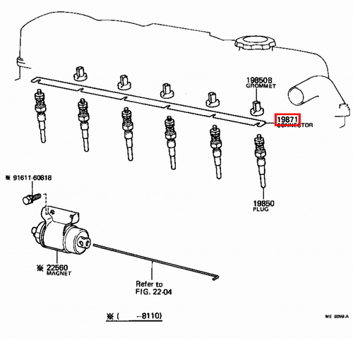 Genuine Toyota LandCruiser HJ60 2H 4.0 Diesel Glow Plug Buzz Bar Rail Connector - Picture 3 of 8
