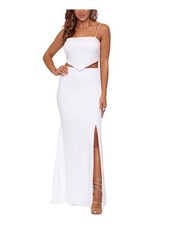 XSCAPE Womens Ivory Up Back Lined Spaghetti Strap Formal Gown Dress 2