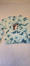 BUC-EES Blue Tie Dye Bucky Beaver Crewneck Pullover Sweatshirt Large Mid Weight