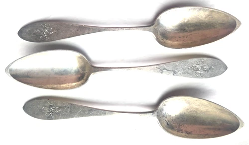 Silver Rice Soup Spoon “IAL” Monogram P.S.S c.1890 5" Long 1.6oz 3pcs Set