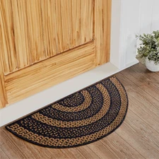 Accent Rug Black & Tan Jute Country 16.5x33 Half Cir No Slip Floor VHC Brands