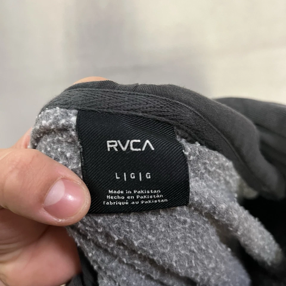 RVCA Hoodie Men’s Size Large Black Long Sleeve Pullover Graphic Sweatshirt - Image 3 of 4