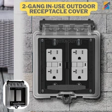 2-Gang Weatherproof Outlet Cover UL Extra-Duty GFCI Outdoor Box Clear IUC2V-D