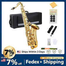 E Flat Alto Saxophone Gold Lacquer,Beginner Student Kit w/ Case Mouthpiece Stand