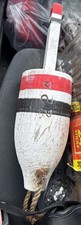 Weathered Wooden Lobster Buoy~ Nautical Beach Decor~ Red /White/Black- #224