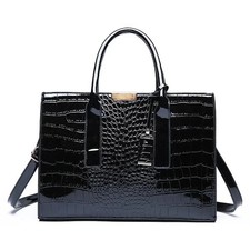 Luxury Crocodile Pattern Women's Handbag - Large Tote Bag Leather Shoulder Bag
