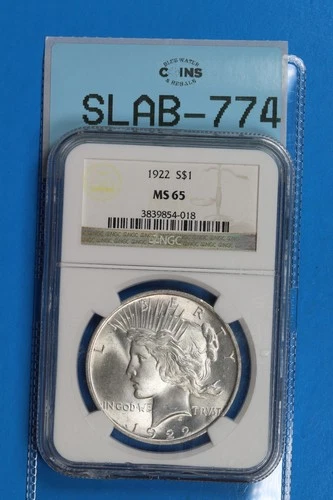 1922 $1 PEACE SILVER DOLLAR NGC MS65 TYPE COIN SLAB-774