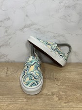 Vans Classic Slip On Swirl Turquoise Women's Sneakers 721454 Sz 5 New