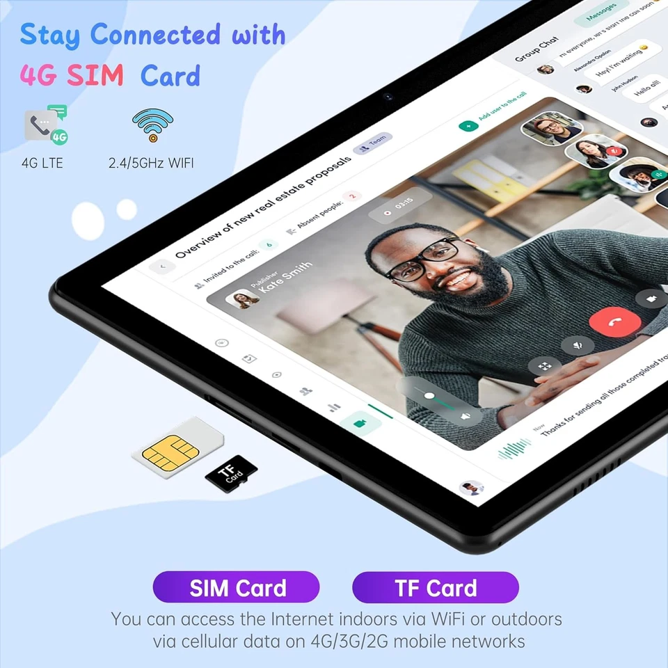 Tablet 10 Inch Android 14, 4G SIM Unlocked, Kid Tablet with SIM Card Slot, IPS T - Image 2 of 4